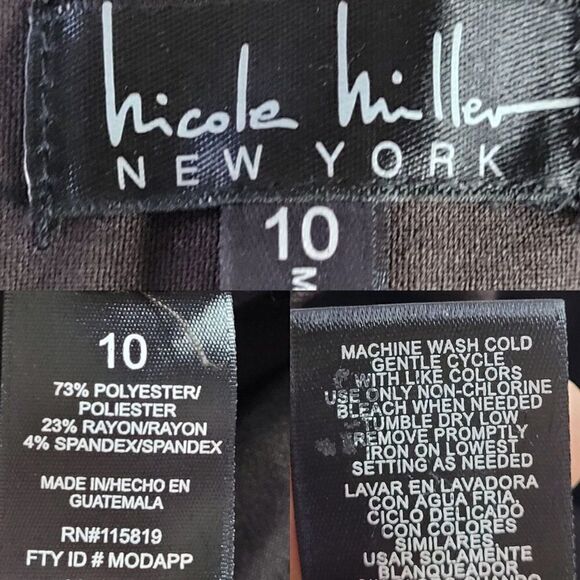 Vintage 90s Nicole Miller Flare Dress Pants 10 Brown High-Rise Stretch Career - Picture 3 of 12